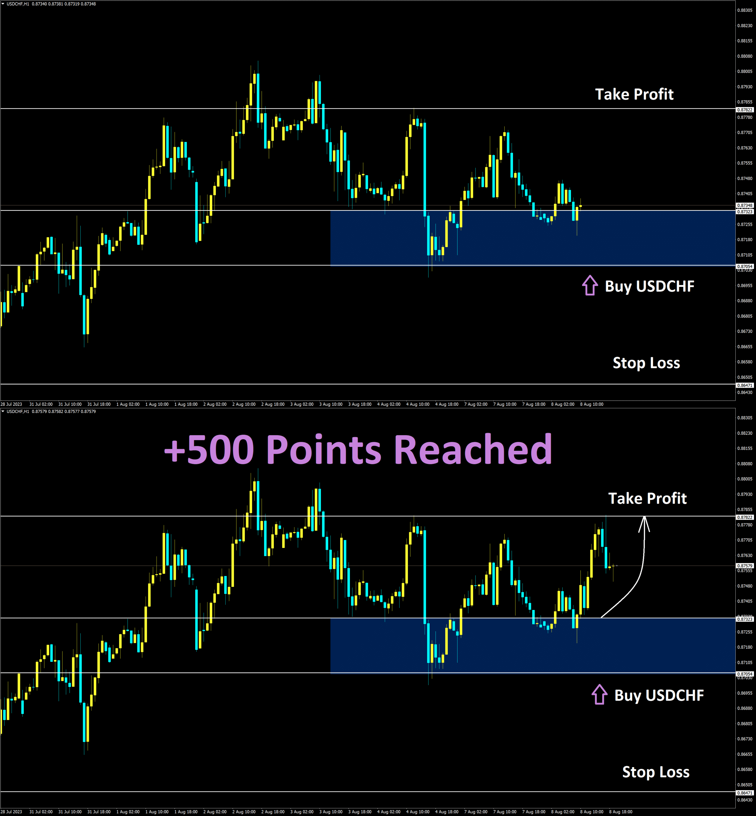 USDCHF Aug'08 Reached Take Profit