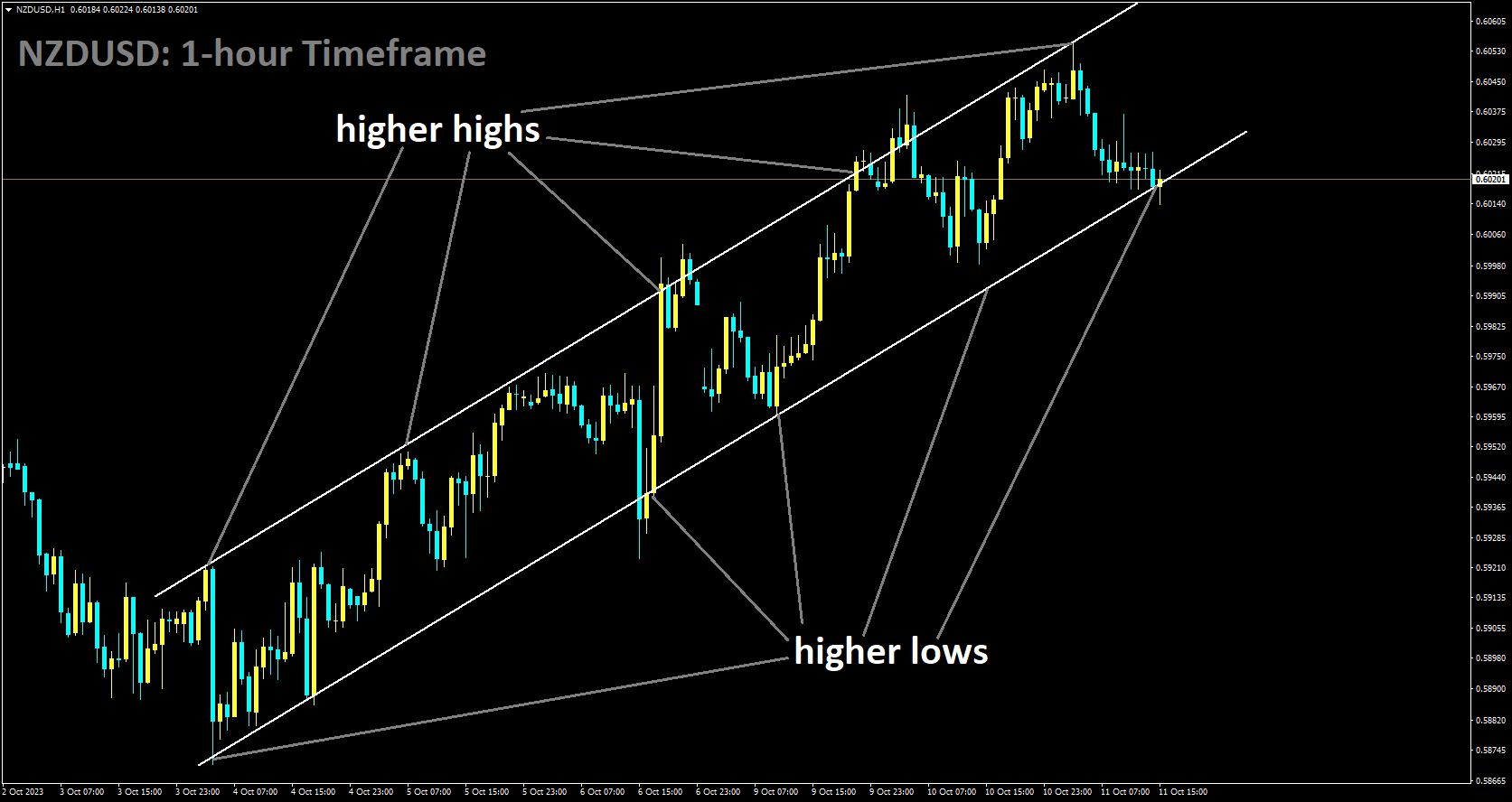 NZDUSD is moving in Ascending channel and market has reached higher low area of the channel.