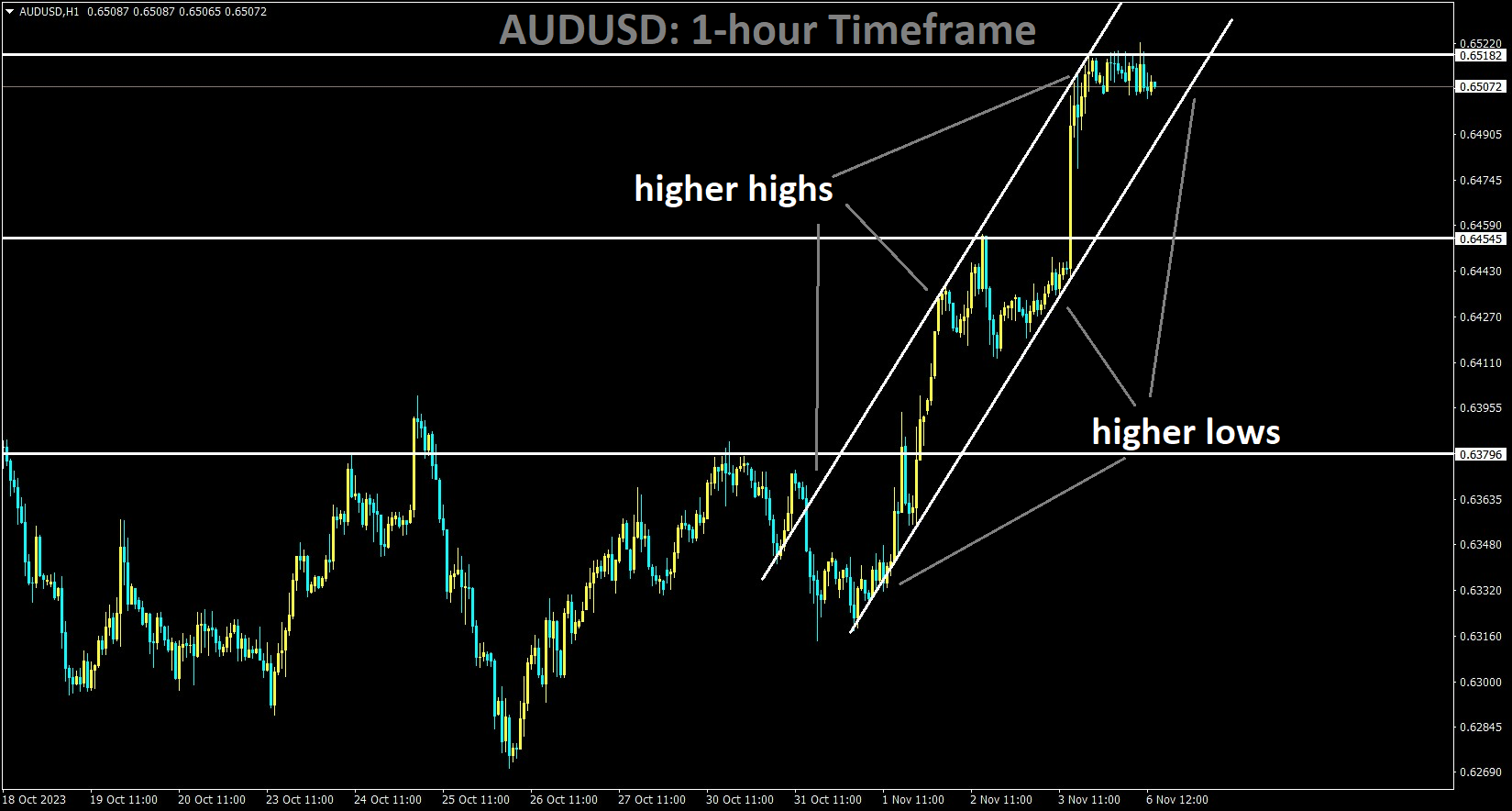 AUDUSD is moving in an Ascending channel and the market has reached the higher high area of the channel