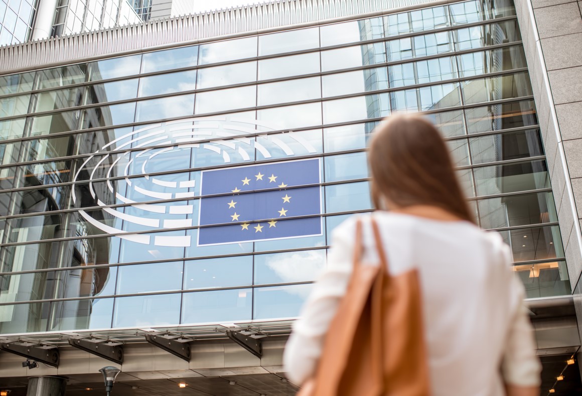 EURO ECB parliament building of european union in brussel city