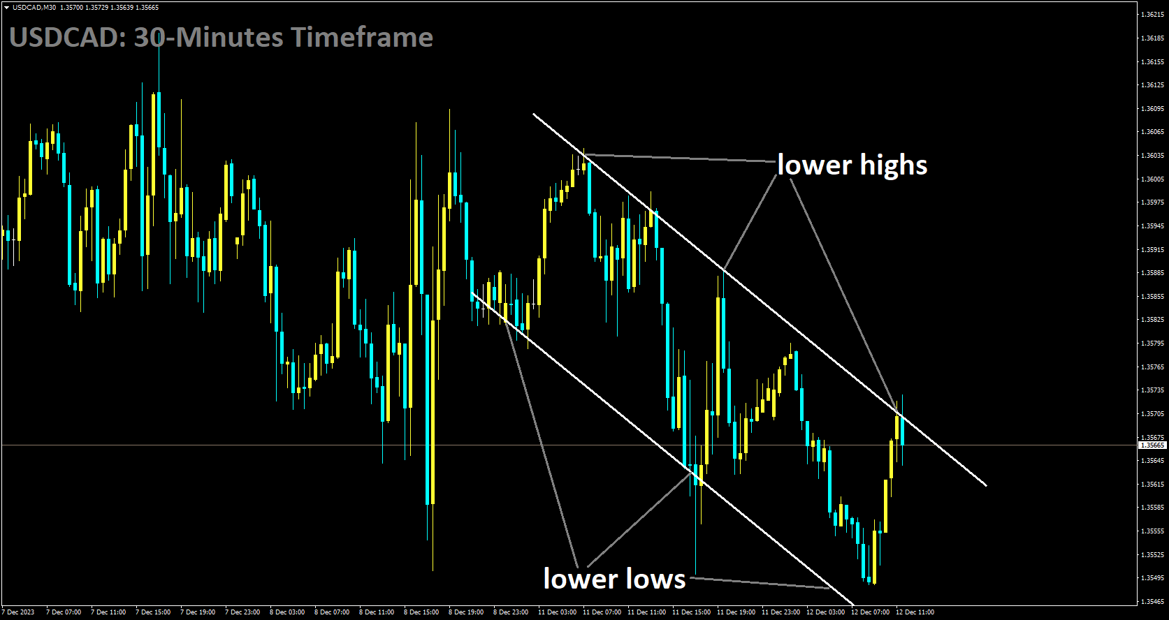 USDCAD is moving in Descending channel and market has reached lower high area of the channel.