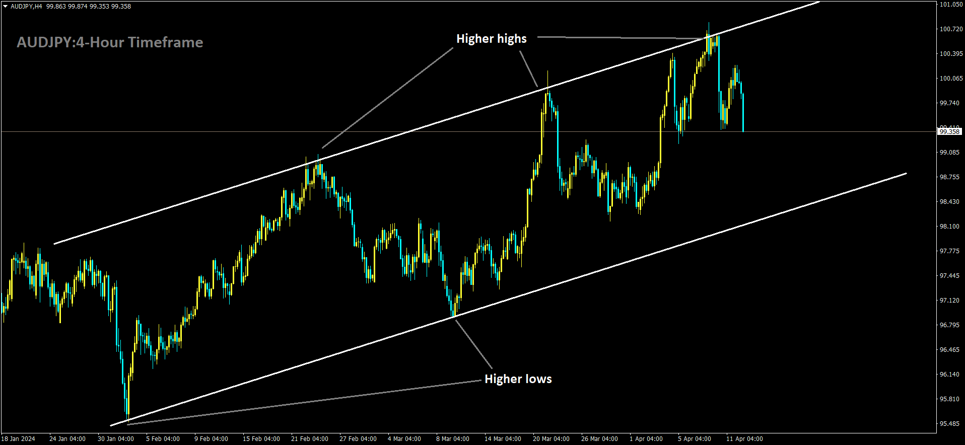 AUDJPY is moving in Ascending channel and market has fallen from the higher high area of the channel.