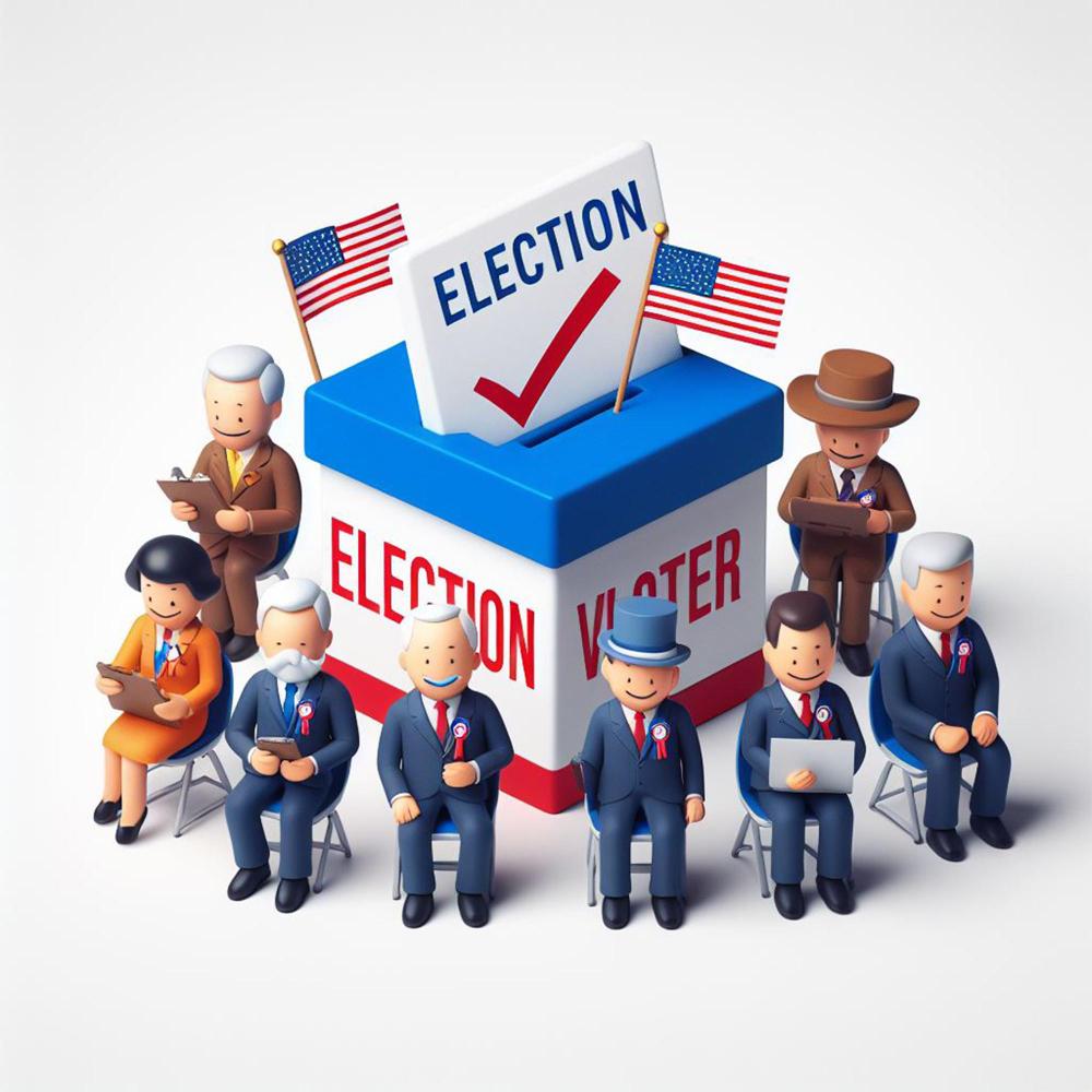 Elections voting realistic background with clickable vote button