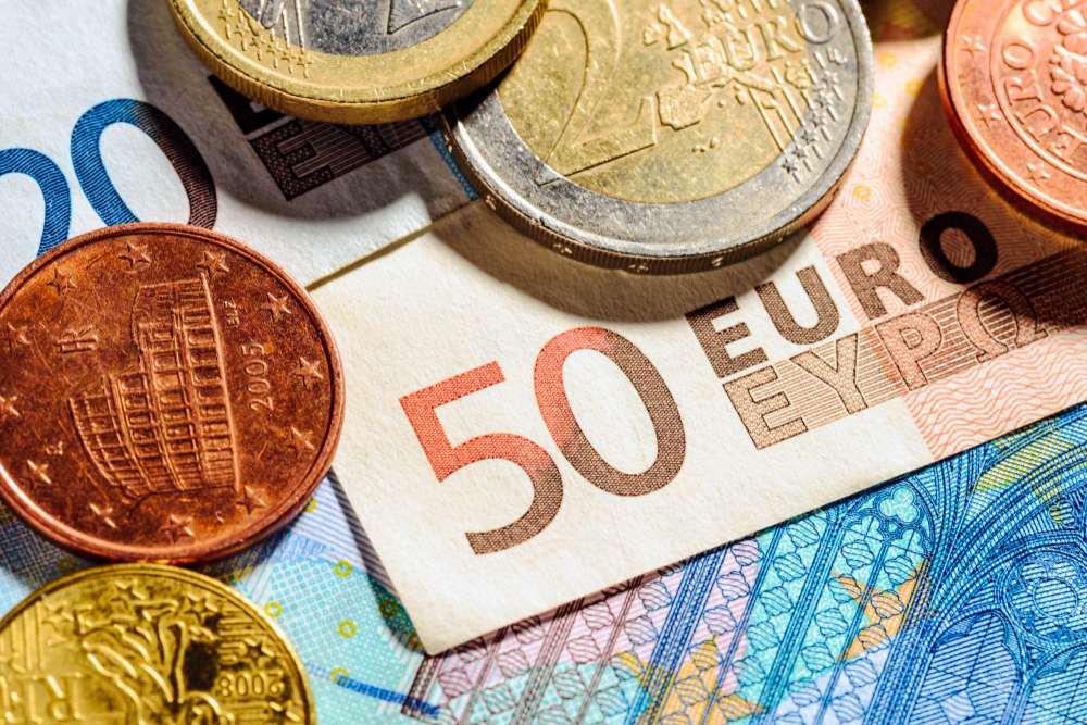 Euro coins and banknotes